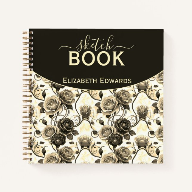 Cuaderno Sketchbook Elegancia Nocturna Carbón y Beige (Anverso)