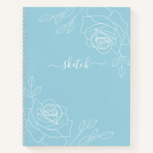 Cuaderno Sketchbook floral elegante con cielo azul