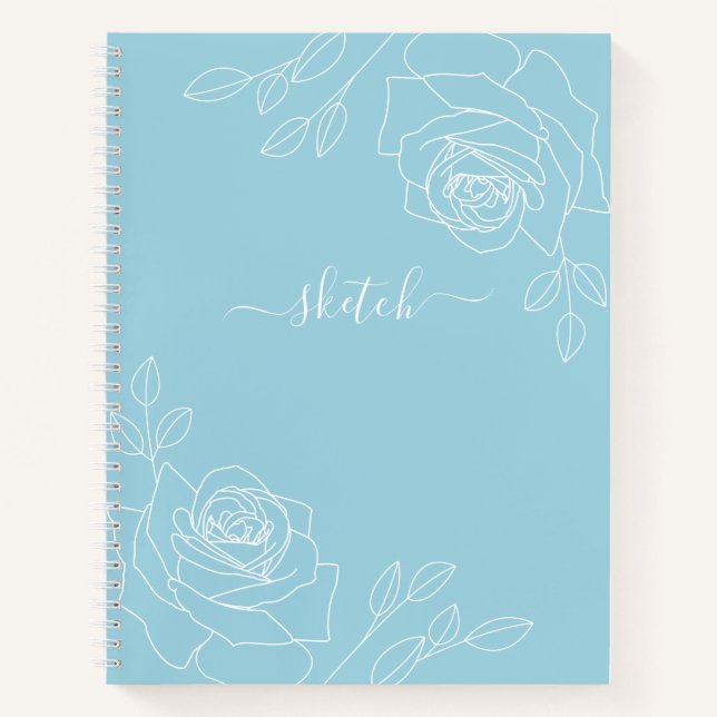 Cuaderno Sketchbook floral elegante con cielo azul (Anverso)