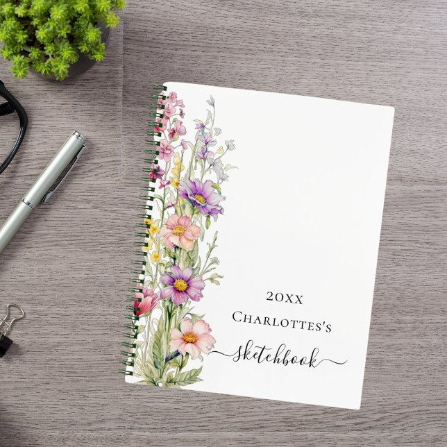 Cuaderno Sketchbook flores silvestres amarillas rosadas (Subido por el creador)