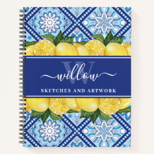 Cuaderno Sketchbook Lemon Blue Tile Monograma