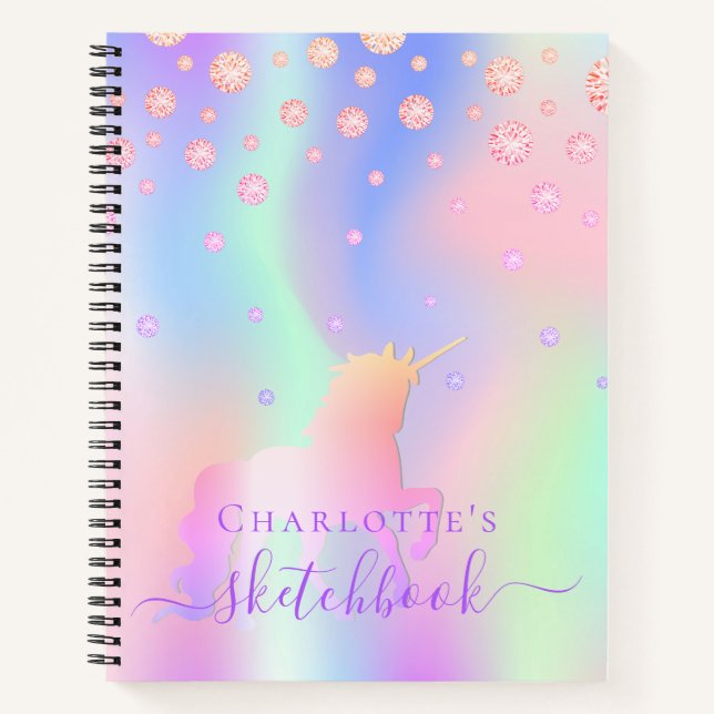 Cuaderno Sketchbook nombre de iridiscente rosa de los diama (Anverso)