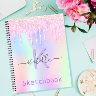 Cuaderno Sketchbook nombre de irridescente purpurina púrpur