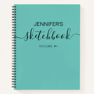 Cuaderno Sketchbook personalizado azul verde azulado Su nom