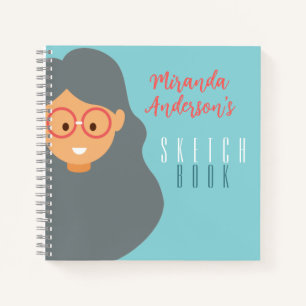 Cuaderno Sketchbook personalizado azul y rosa para niños pe