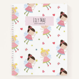 Cuaderno Sketchbook personalizado de color rosa de hadas su