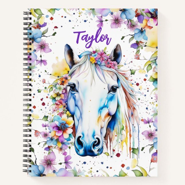Cuaderno Sketchbook personalizado de la flor de caballo bla (Anverso)