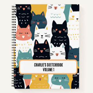 Cuaderno Sketchbook personalizado de la multitud de gatos