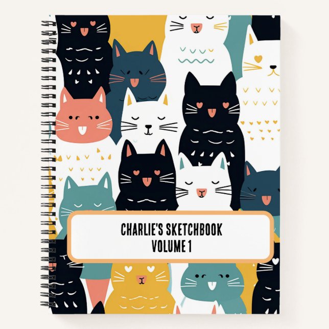 Cuaderno Sketchbook personalizado de la multitud de gatos (Anverso)