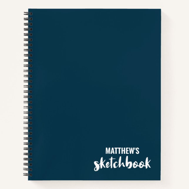 Cuaderno Sketchbook personalizado de Navy Blue Su nombre (Anverso)
