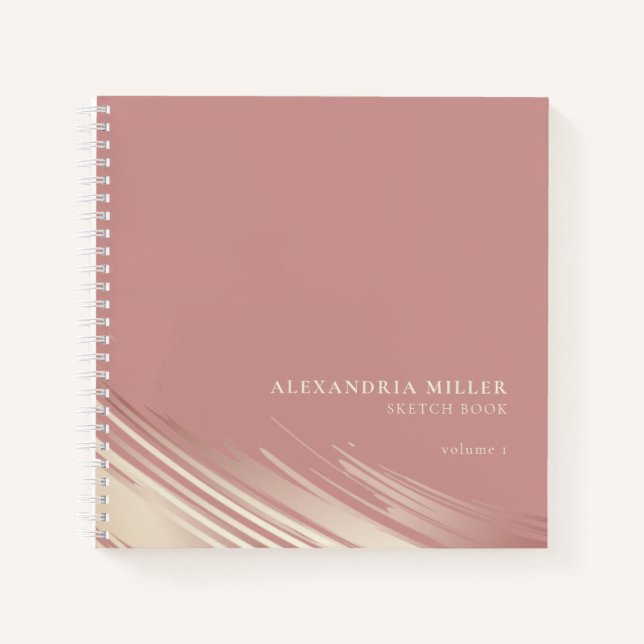 Cuaderno Sketchbook personalizado moderno de Rosa rosa y cr (Anverso)