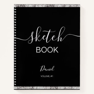 Cuaderno Sketchbook personalizado Su nombre Guión elegante 