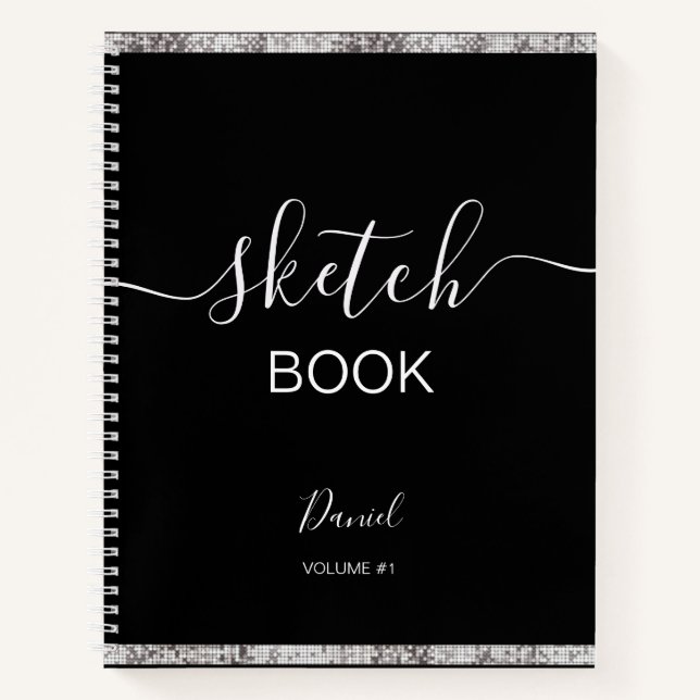 Cuaderno Sketchbook personalizado Su nombre Guión elegante  (Anverso)