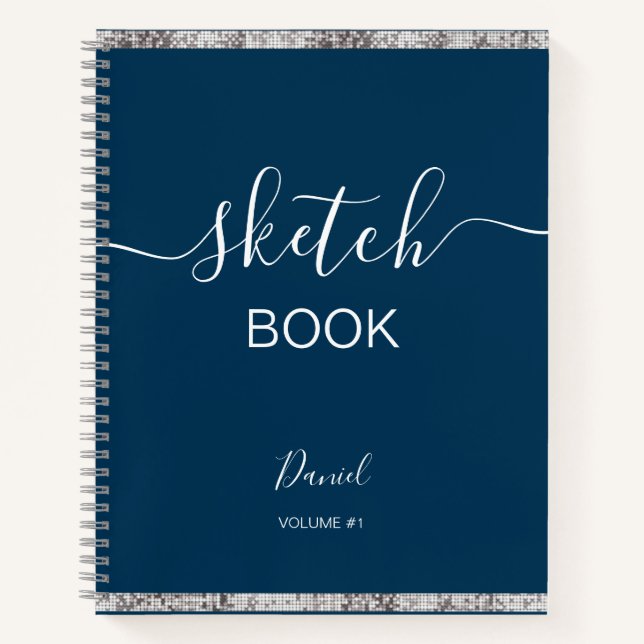 Cuaderno Sketchbook personalizado Su nombre Guión elegante  (Anverso)