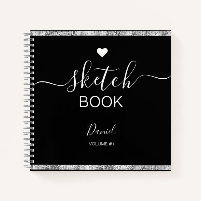 Cuaderno Sketchbook personalizado Su nombre guión elegante (Anverso)