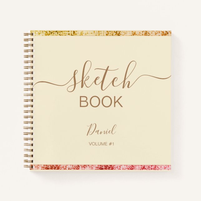 Cuaderno Sketchbook personalizado Su nombre guión elegante (Anverso)