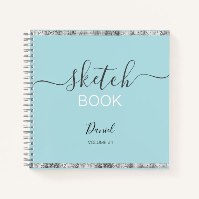 Cuaderno Sketchbook personalizado Su nombre guión elegante (Anverso)