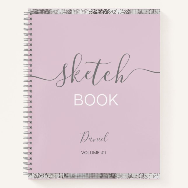 Cuaderno Sketchbook personalizado Su nombre Guión elegante  (Anverso)