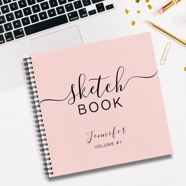 Cuaderno Sketchbook personalizado Su nombre guión elegante (Subido por el creador)
