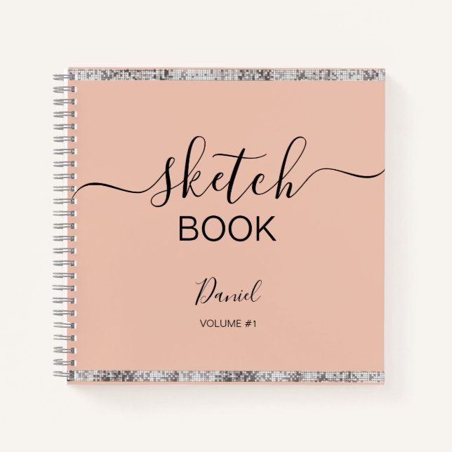 Cuaderno Sketchbook personalizado Su nombre guión elegante (Anverso)