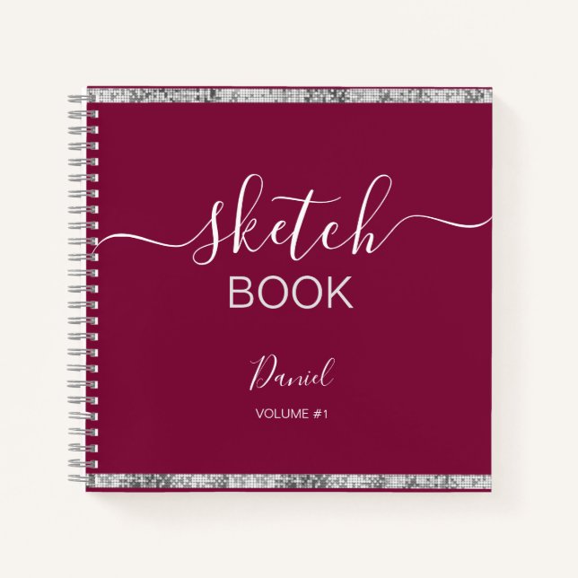Cuaderno Sketchbook personalizado Su nombre guión elegante  (Anverso)