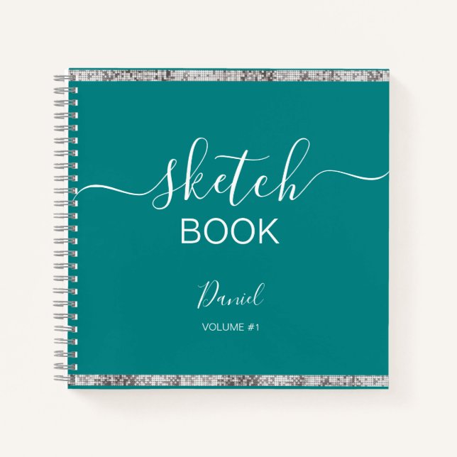 Cuaderno Sketchbook personalizado Su nombre guión elegante  (Anverso)