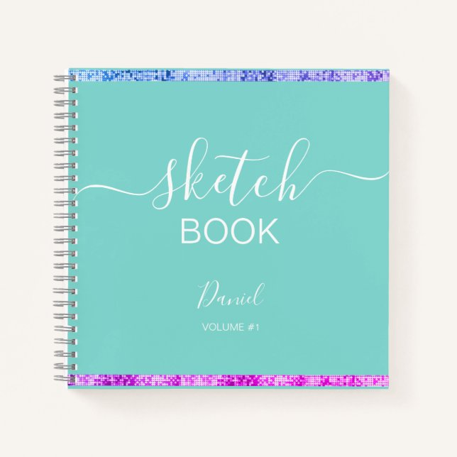 Cuaderno Sketchbook personalizado Su nombre guión elegante  (Anverso)