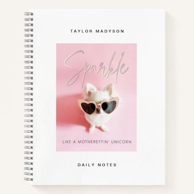 Cuaderno Sketchbook Pink Girl | Chihuahua Sparkle (Anverso)
