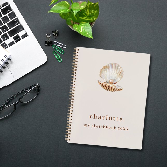Cuaderno Sketchbook sea shell perla beige moderno (Subido por el creador)
