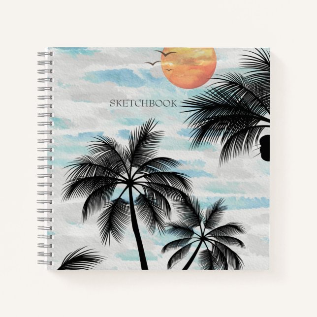 Cuaderno Sketchbook Summer Sunset Palm Tree (Anverso)