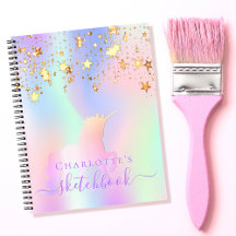 Sketchbook unicorn estrellas de oro rosa iridesnom