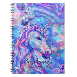 Cuaderno Sketchbook Unicornio Nombre irlandés azul rosa