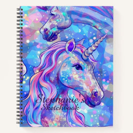 Cuaderno Sketchbook Unicornio Nombre irlandés azul rosa