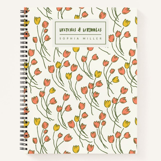 Cuaderno Sketchy Tulips Hand Drawn Floral | Fresh Meadow (Anverso)