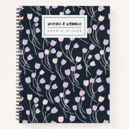 Cuaderno Sketchy Tulips Hand Drawn Floral | Midnight Garden