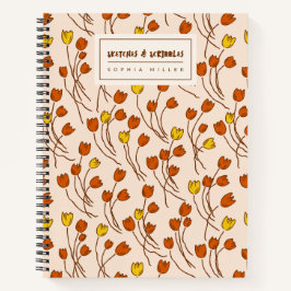 Cuaderno Sketchy Tulips Hand Drawn Floral | Retro Palette