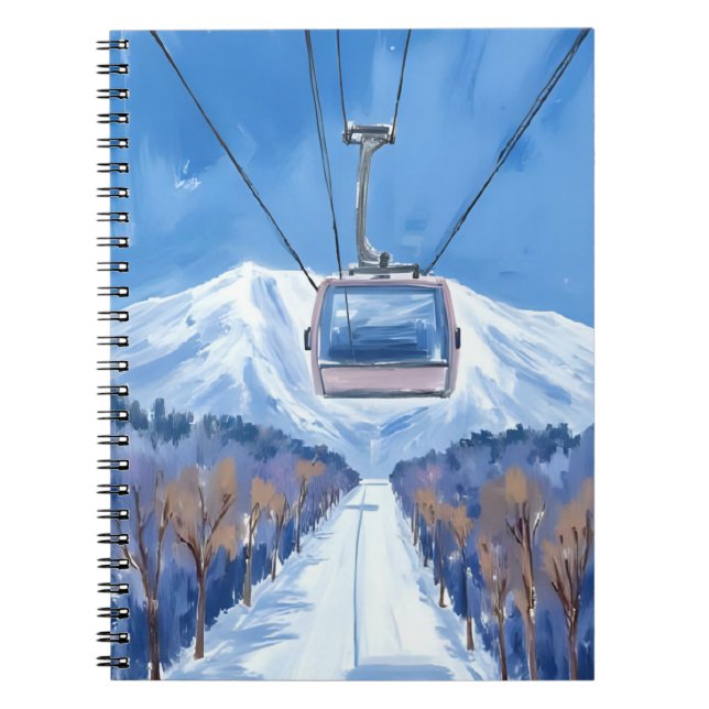 Cuaderno Ski Gondola Snow Mountain Watercolor (Frente)