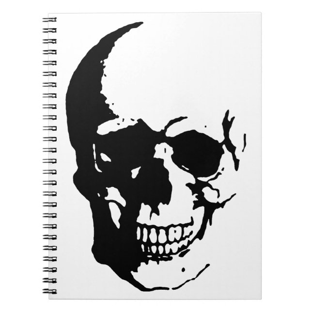 Cuaderno Skull - Arte Metalizado negro y blanco (Frente)