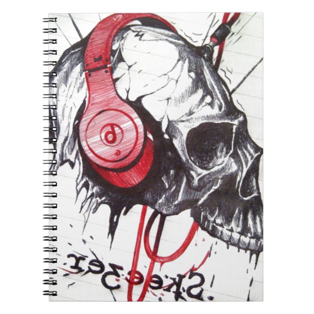 Cuaderno Skull con diseño de audífonos (Frente)