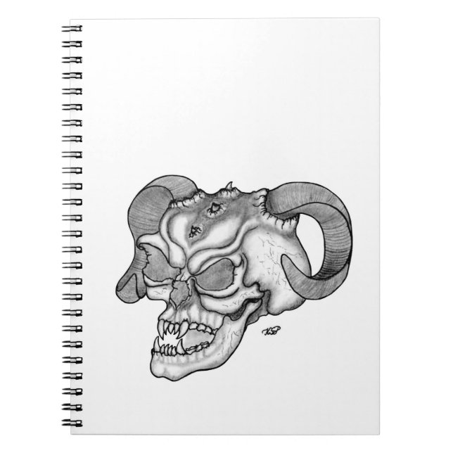 Cuaderno Skull Devil Head Diseño en blanco y negro (Frente)