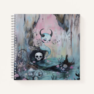 Cuaderno Skull Horned Sea Serpent Mágica Brujería AI Arte
