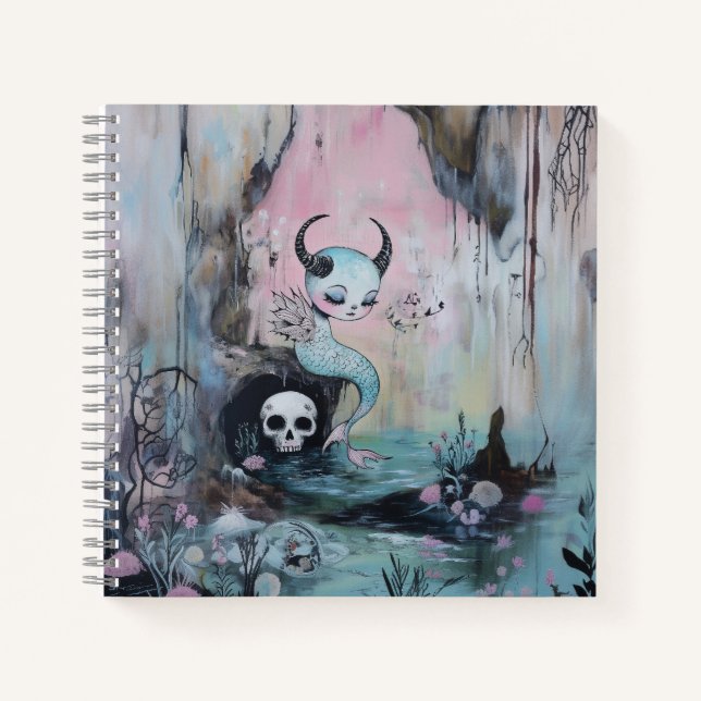 Cuaderno Skull Horned Sea Serpent Mágica Brujería AI Arte (Anverso)