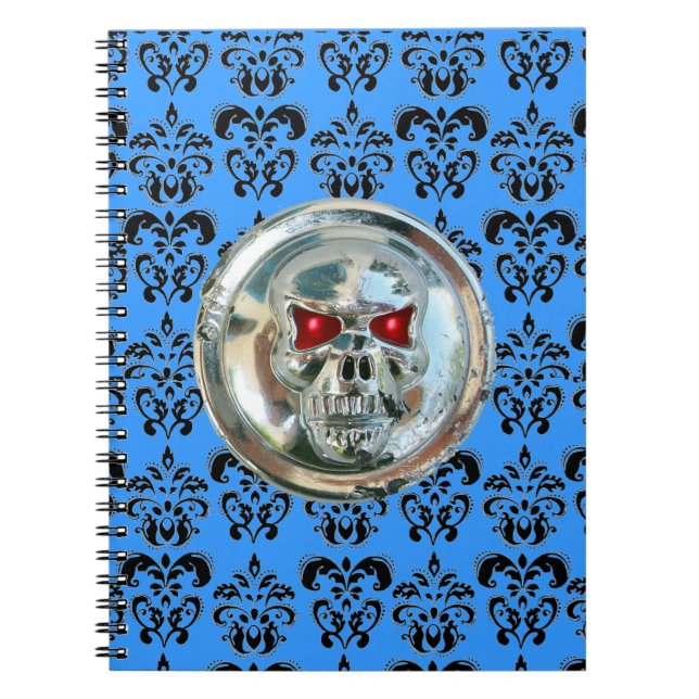 Cuaderno SKULL RIDERS DAMASK azul blanco negro (Frente)