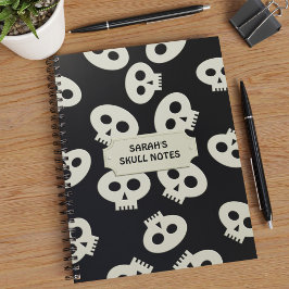 Cuaderno Skull School Notes Black Personalized Notebook