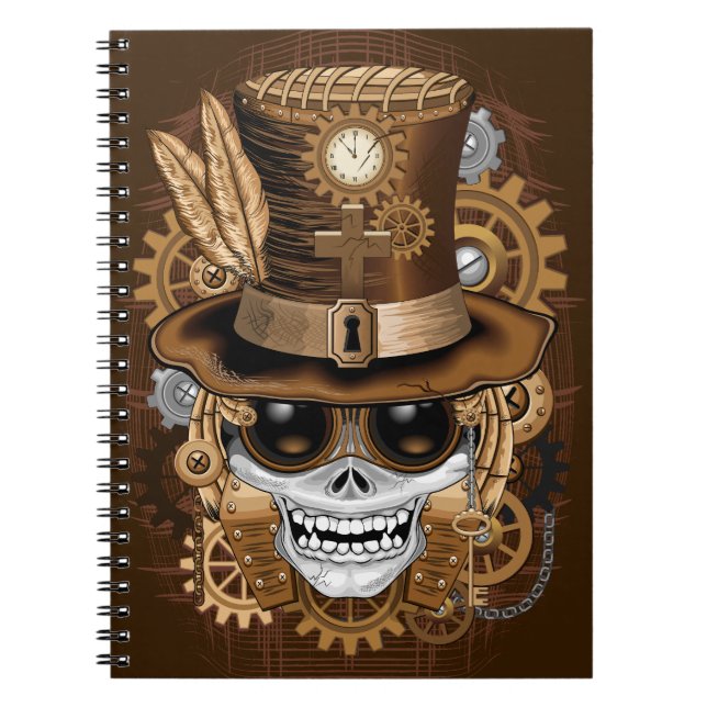 Cuaderno Skull Steampunk Voodoo Retro Machine (Frente)