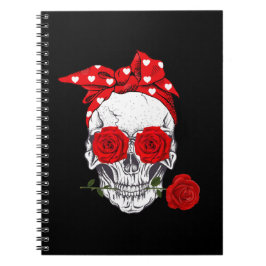 Cuaderno Skull Valentine con rosas rojas