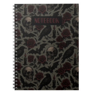 Cuaderno Skulls góticos, cuervos y patrones de Rosas