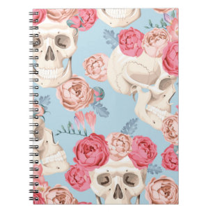 Cuaderno Skulls y Rosas Patrón de vintage