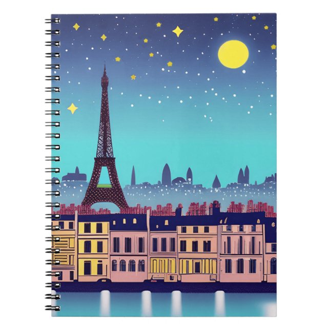 Cuaderno Skyline de fantasía de París bajo las estrellas (Frente)