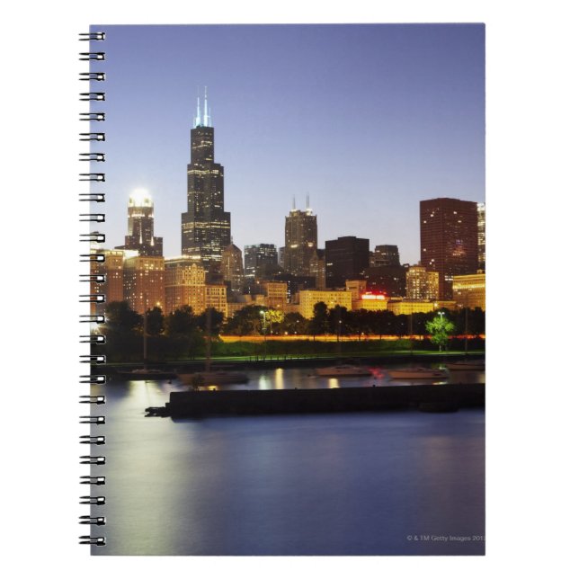 Cuaderno Skyline del centro de Chicago al atardecer (Frente)